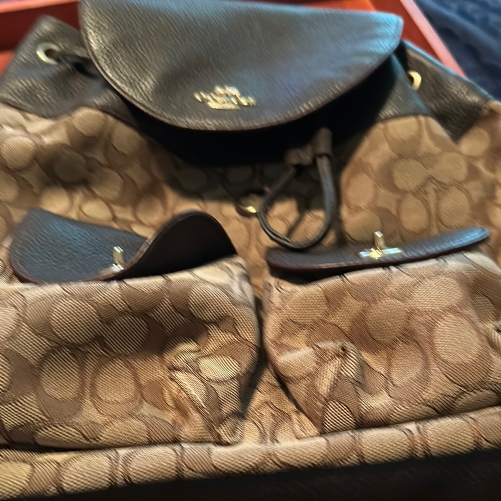 Coach Signature Brown and Black Backpack